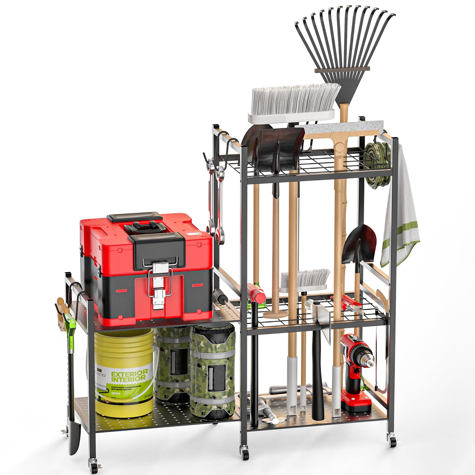 Organizer per Attrezzi Da Giardino,Porta Attrezzi Da Giardino,Supporto Metallo C
