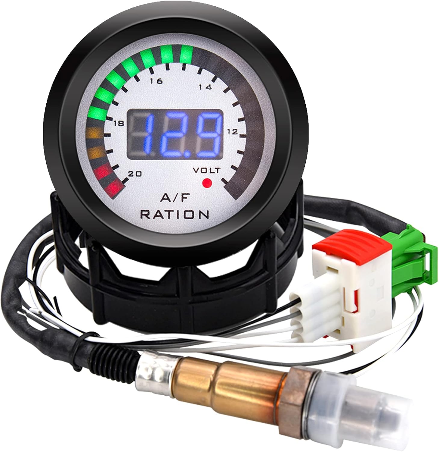 ARTILAURA 2-1/16" 52mm LED Digital Air/Fuel Ratio Gauge Racing with Narrowband O2 Oxygen Sensor for 12V Car
