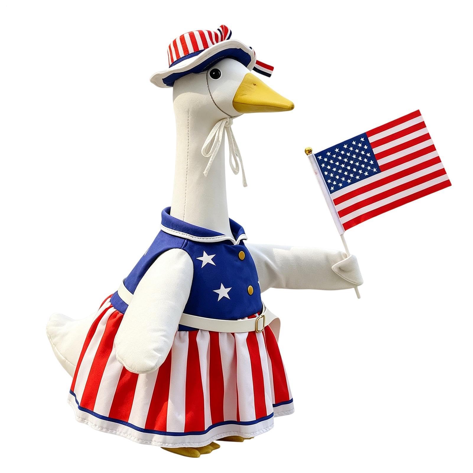 Disfraz de ganso con bandera americana para llenar de alegría tu balcón y jardín trasero