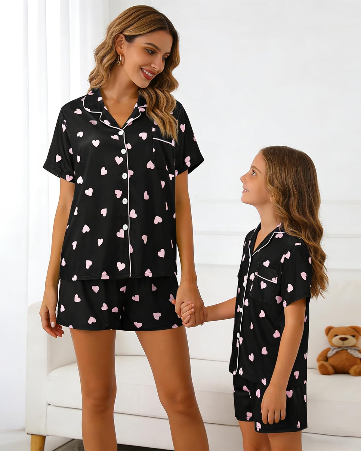 MyFav Mommy and Me Pajamas Set Mother Daughter Matching Family Sleepwear Button Down Nightwear image 5