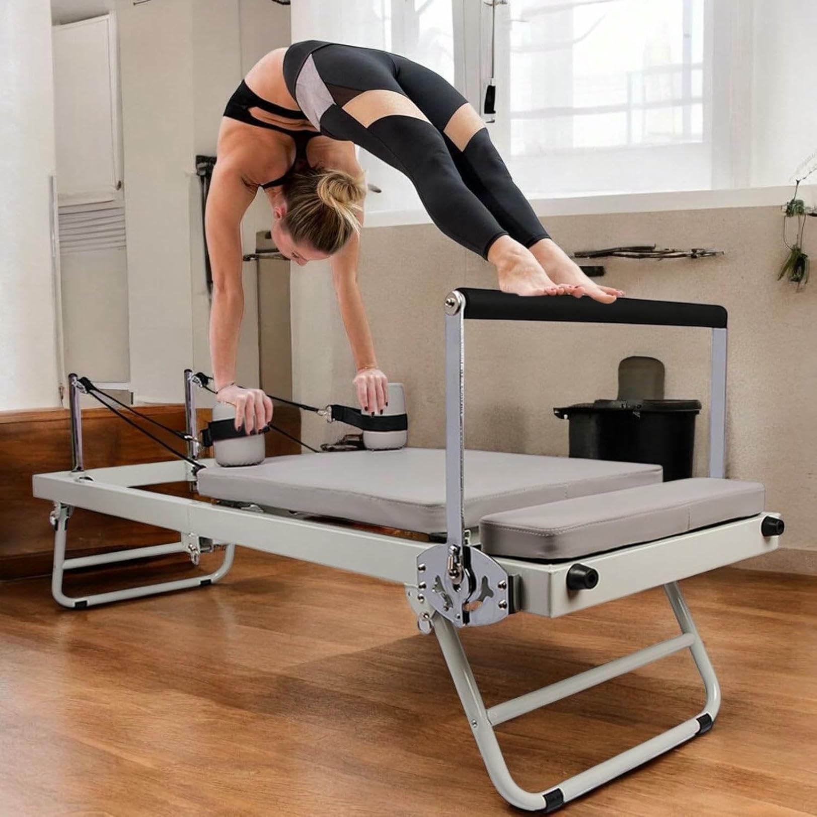 Faltbare Reformer-Pilates-Maschine, Tragbare Reformer-Pilates-Heimfitnessgeräte, Aluminiumlegierung