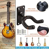 Vista 7 de Soporte de pared para guitarra, gancho de soporte de metal negro para guitarras
