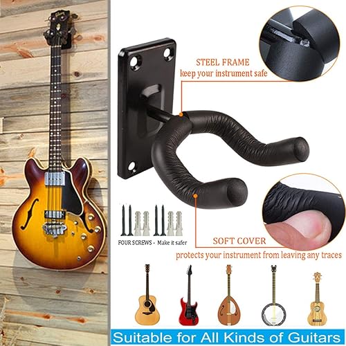 Miniatura 7 de Soporte de pared para guitarra, gancho de soporte de metal negro para guitarras