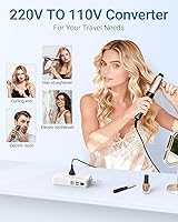 Vista 2 de BESTEK - Adaptador de viaje universal convertidor de voltaje de 100-220 V a 110 V de 250 W con carga USB de 6 A y 4 puertos, 3 tomas de CA