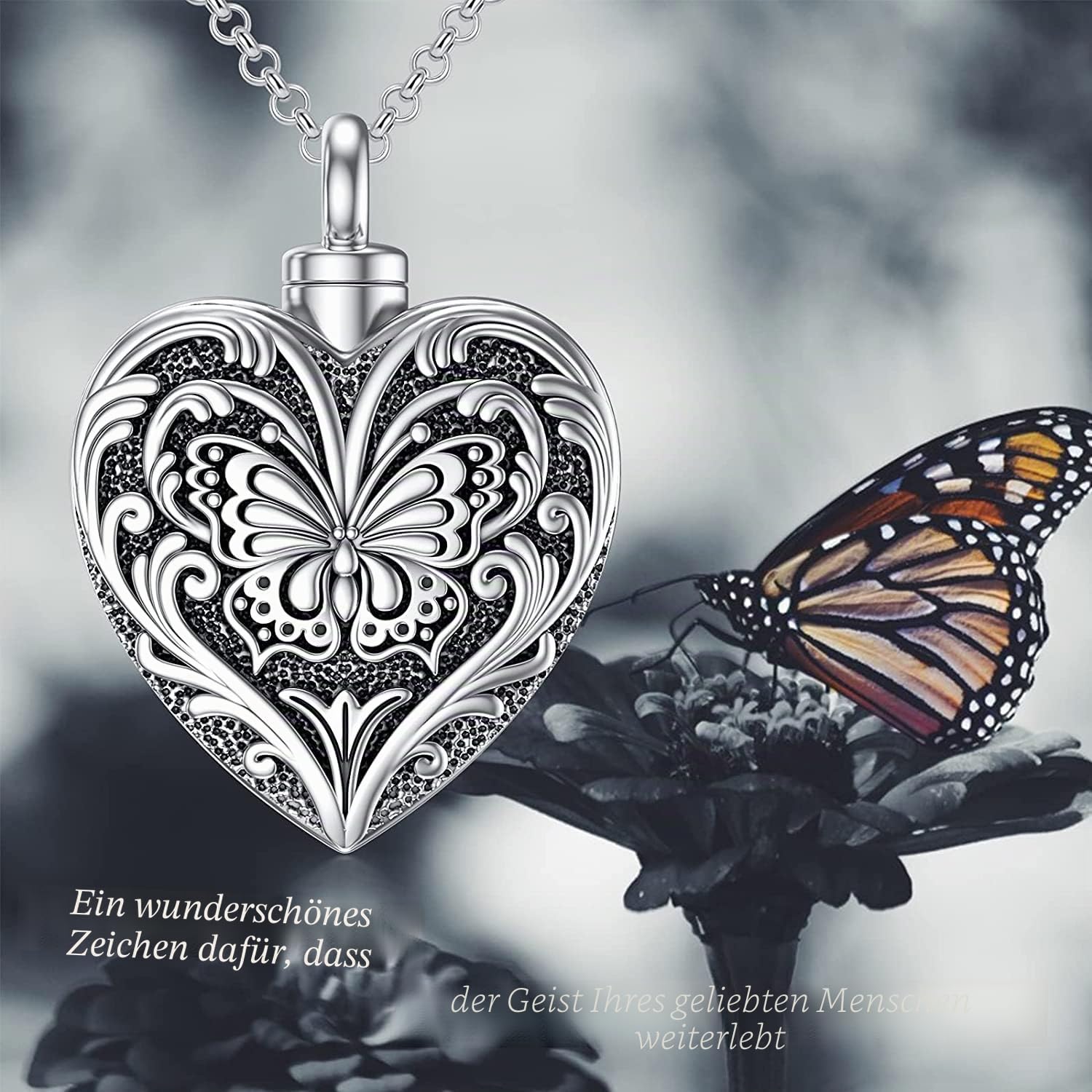 SOULMEET Einäscherungsschmuck für Asche, Asche Anhänger, Memorial Kremation schmuck für Asche, Urnen Kette für Asche Medaillons Frauen Männer Sterling Silber
