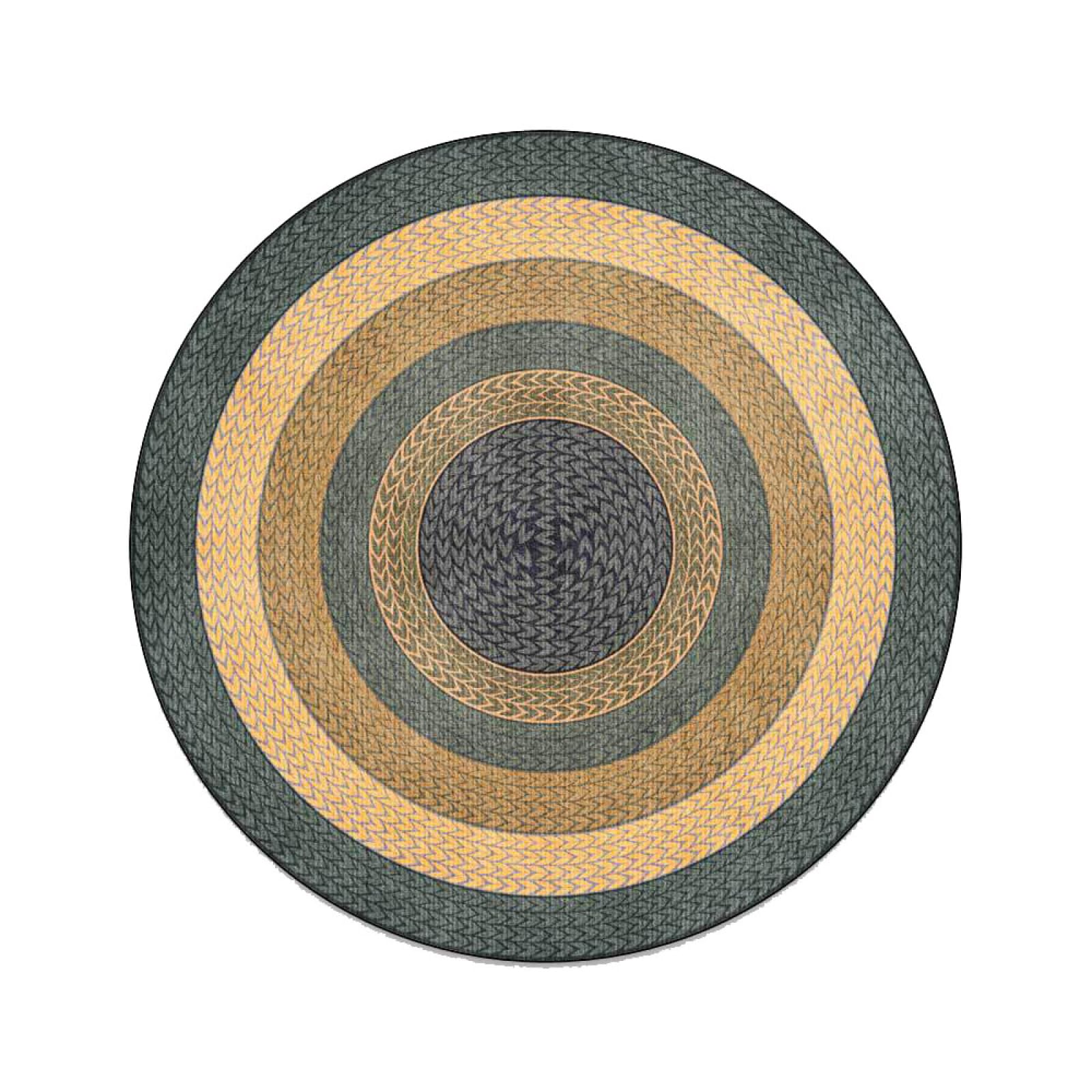 Alfombra redonda gris lavable a máquina, alfombrillas circulares antideslizantes para sala de estar, cocina, patrones vintage de yute, impresión y tejido hechos a mano