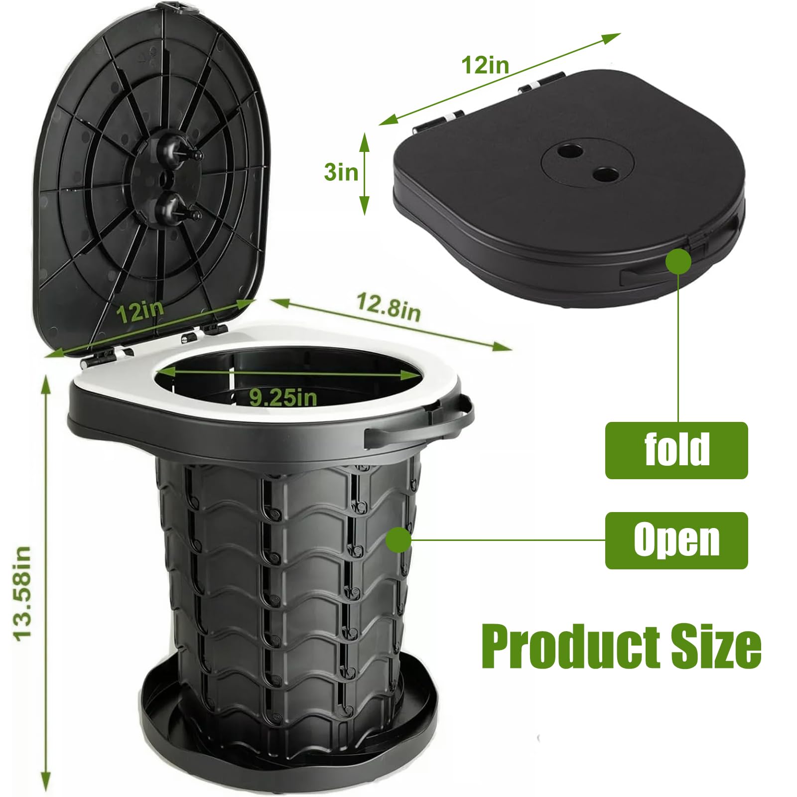 WC Portatile Adulti, 220kg Toilette Portatile Pieghevole, Gabinetto Portatile Adulti con 10 Sacchetti per WC Campeggio, Water Portatile Adulti per Campeggio, Escursionismo, Pesca, Viaggio