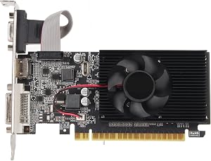 GT610 1GB Discrete Graphics Card, PC Desktop 64 Bit Graphics Card with HDMI VGA DVI Port, PCI Express X16 2.0 Fast Cooling 64 Bit Graphics Card for Desktop PC