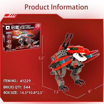 LITTLE FROGGY Transformable T-Rex Robot Building Kit 544 Pieces 2 in 1 Dinosaur Cube Model STEM Building Toy for Ages 6+