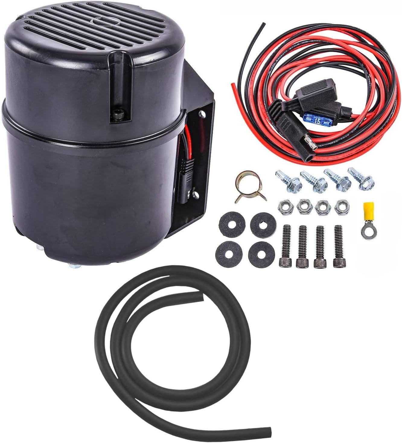 JEGS Electric Vacuum Pump for Suppling Vacuum to a Power Brake Booster [Encased in a Black Concealed Canister]