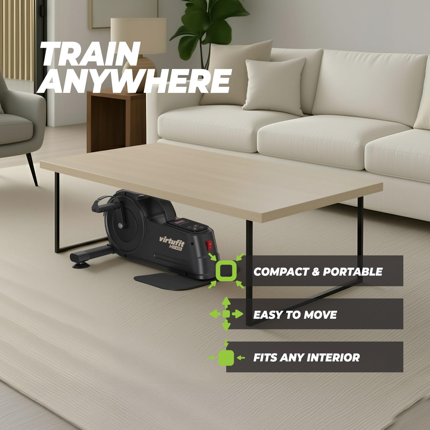 VirtuFit Pedaltrainer Serie - Tragbares Design als Mini Heimtrainer für Zuhause