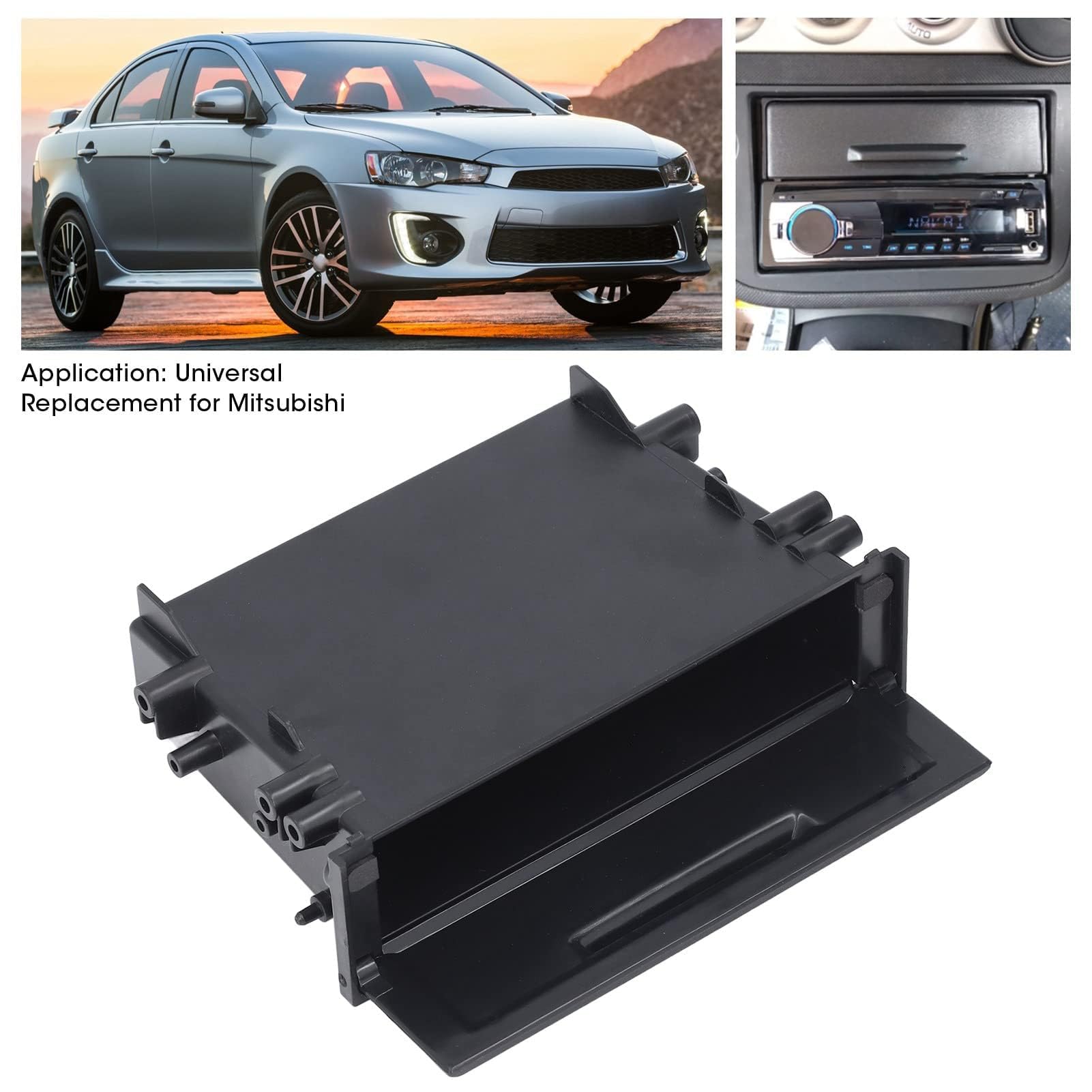 Boîte de Rangement pour Autoradio, 1DIN Premium ABS Multi-applications Noir Organiseur Intérieur Boîte de Rangement Stéréo pour Voiture Remplacement Universel pour Automobile