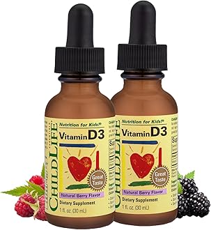 Child Life Vitamin D3 Glass Bottle, Berry Flavor, 1-Ounce - Pack of 2