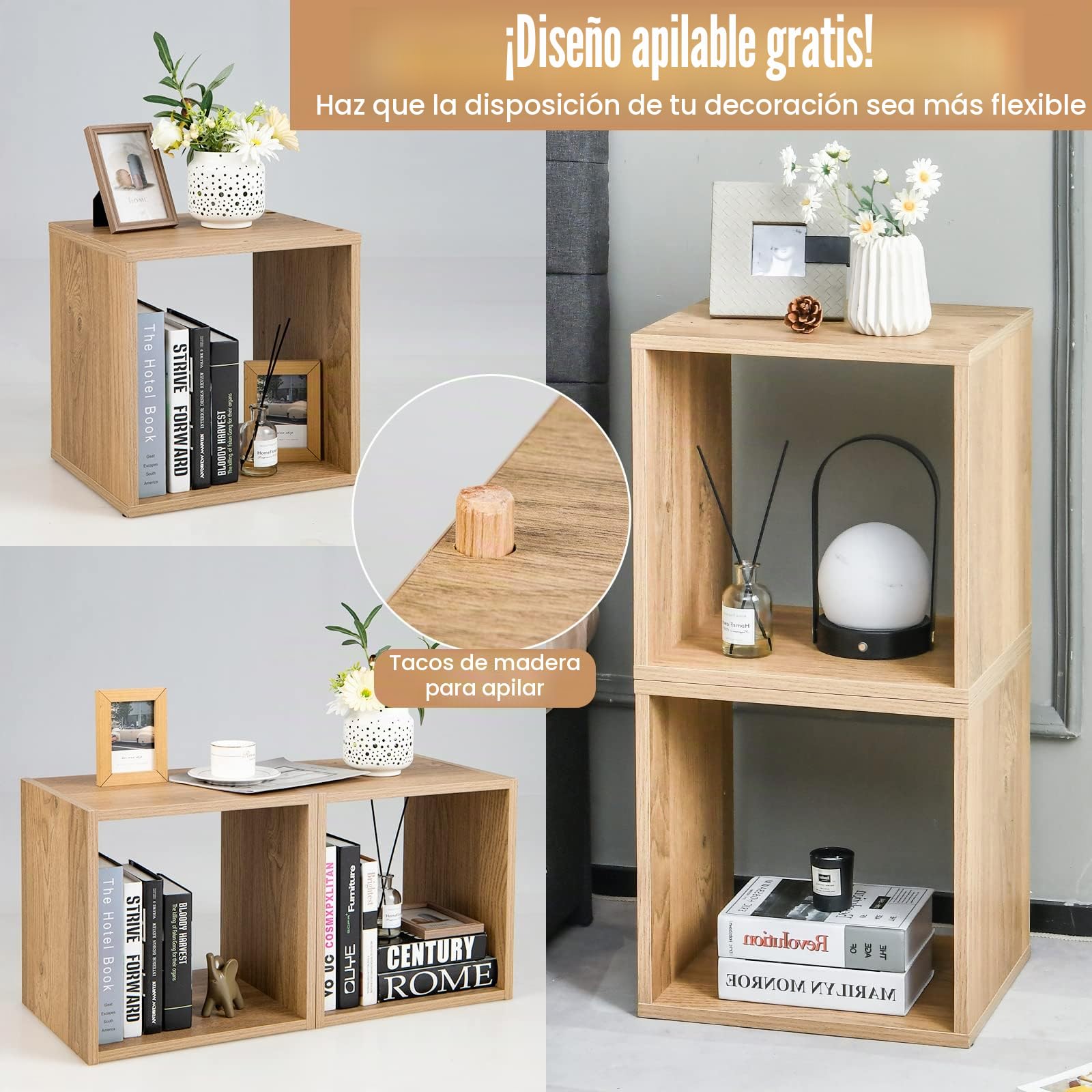 GOPLUS Juego de 2 organizadores de Almacenamiento Decorativos de Cubo, Cubos de Almacenamiento apilables estantes de Almacenamiento
