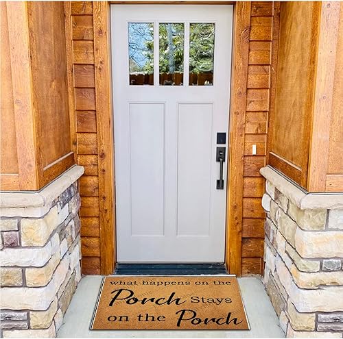 Miniatura 6 de ZUYOENCO Tapetes personalizados de bienvenida de verano al aire libre divertidos, lo que sucede en el porche, se queda en el porche, tapete