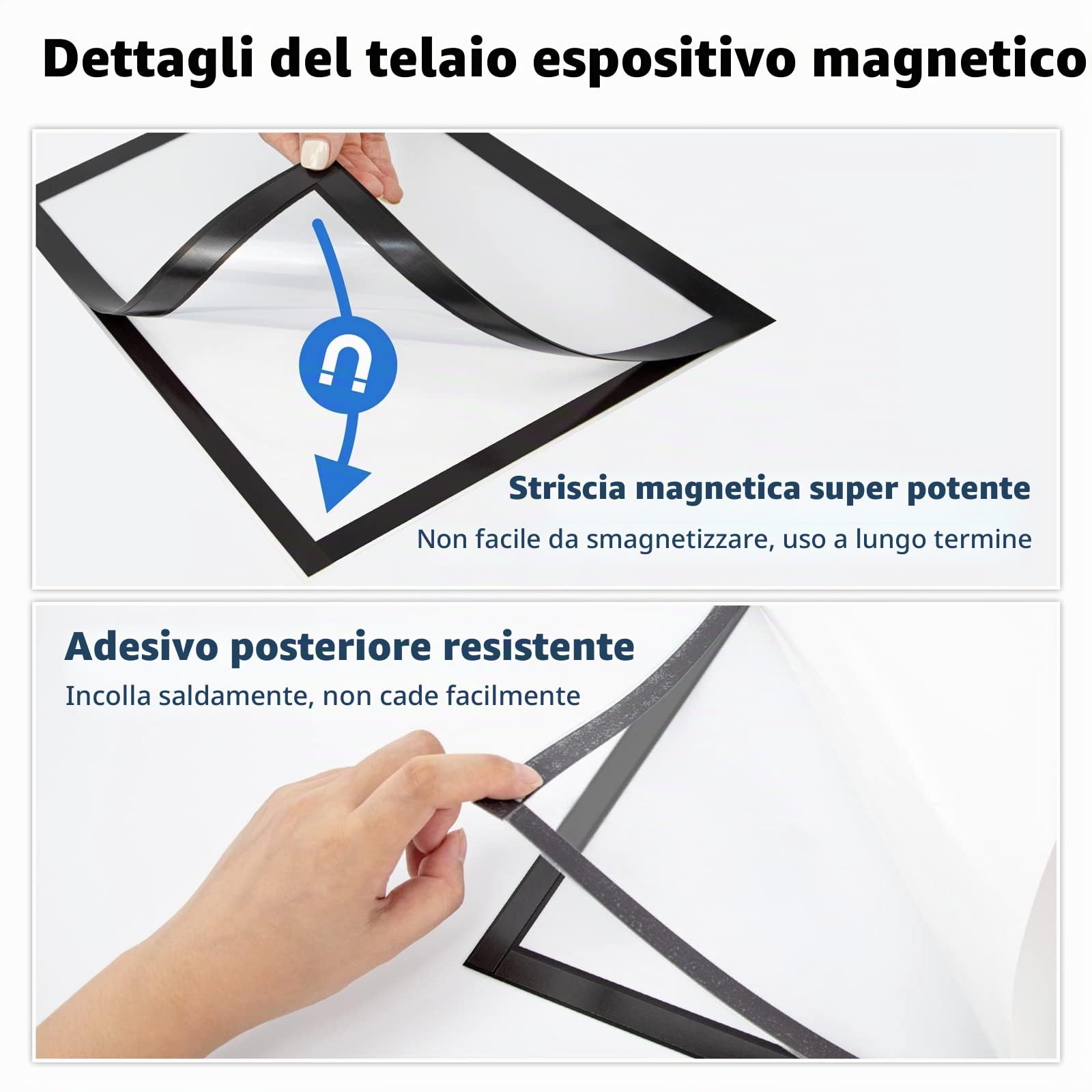 Cornice Magnetica A4 Autoadesiva 10 Pezzi,Porta Poster Informativo,Nero