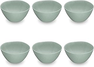 TarHong Organic Wheat Polypro Bowl, Microwaveable, Shatterproof, Indoor/Outdoor, 5.9" x 2.6", Sage Green, Set of 6