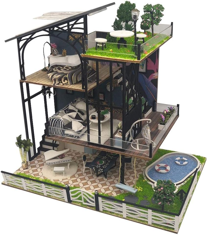 DIY Wooden Dolls House, 3D Dollhouse Miniature, Assembly Toy Dollhouse for Kids Children Gift