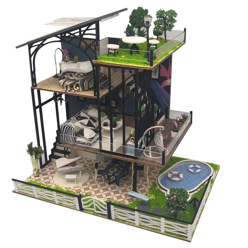 DIY Wooden Dolls House, 3D Dollhouse Miniature, Assembly Toy Dollhouse for Kids Children Gift