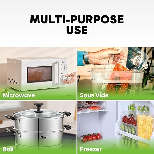 Miniatura 5 de Bolsas selladoras al vacío de cámara, 200 unidades de 6 x 8 pulgadas, bolsas de cámara de vacío precortadas resistentes para almacenamiento de