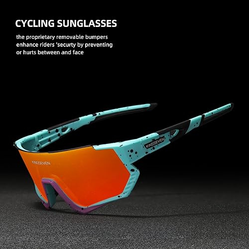 Miniatura 8 de KINGSEVEN Gafas de sol polarizadas de ciclismo para hombre, gafas de sol deportivas MTB gafas de bicicleta UV400 protección LS910 Rojo
