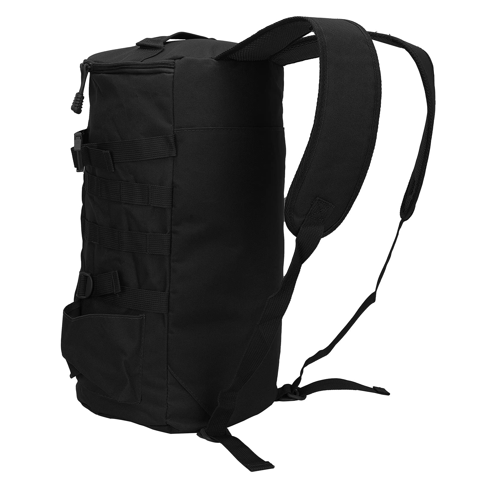Mochila de pesca impermeable, gran capacidad portable cilíndrico bolsa de varilla de pesca con soporte de barra, equipado con cremallera de alta calidad para la carga de pescado (negro)