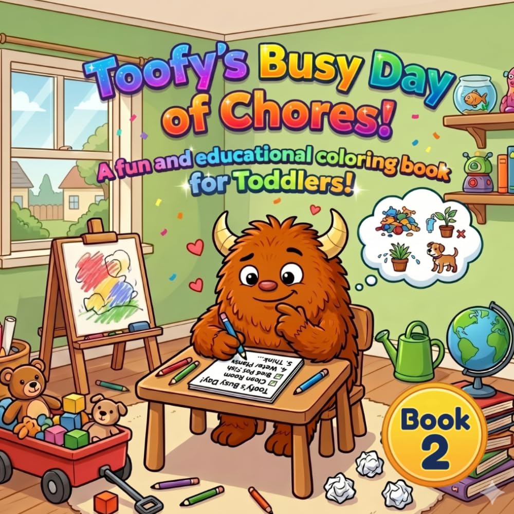 Toofy’s Busy Day of Chores: A Fun and Educational Coloring Book for Toddlers Aged 4–6: Learning About Helping at Home and Daily Chores, Learning to Be Responsible.