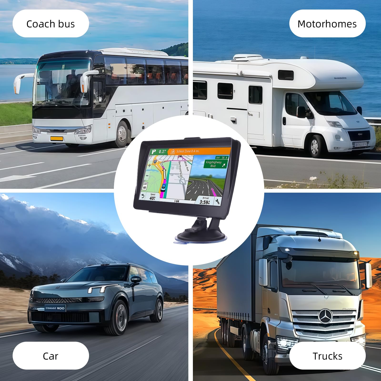 IGEAIIE 7 Inch Sat Nav for Car & HGV Truck Navagation, HD GPS System with UK & Europe Maps 2026, Lifetime Free Updates, Postcode Search, Voice Guidance, Speed Camera Alerts & POI — view 7