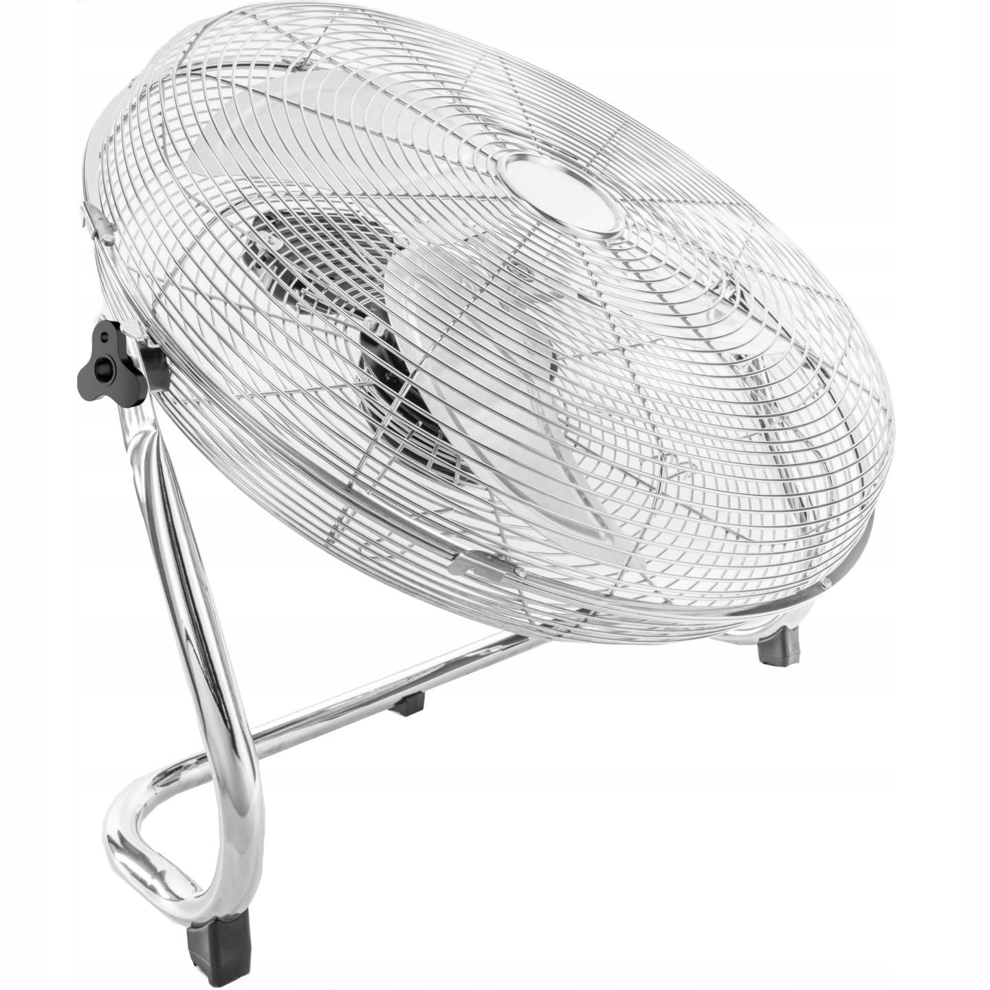 LTC Profi Windmaschine 50cm (20 Zoll) – Leistungsstarker Bodenventilator 155W, Hochgeschwindigkeits-Ventilator aus Metall, 3 Geschwindigkeitsstufen, Verstellbarer Neigungswinkel, Silber/Chrom