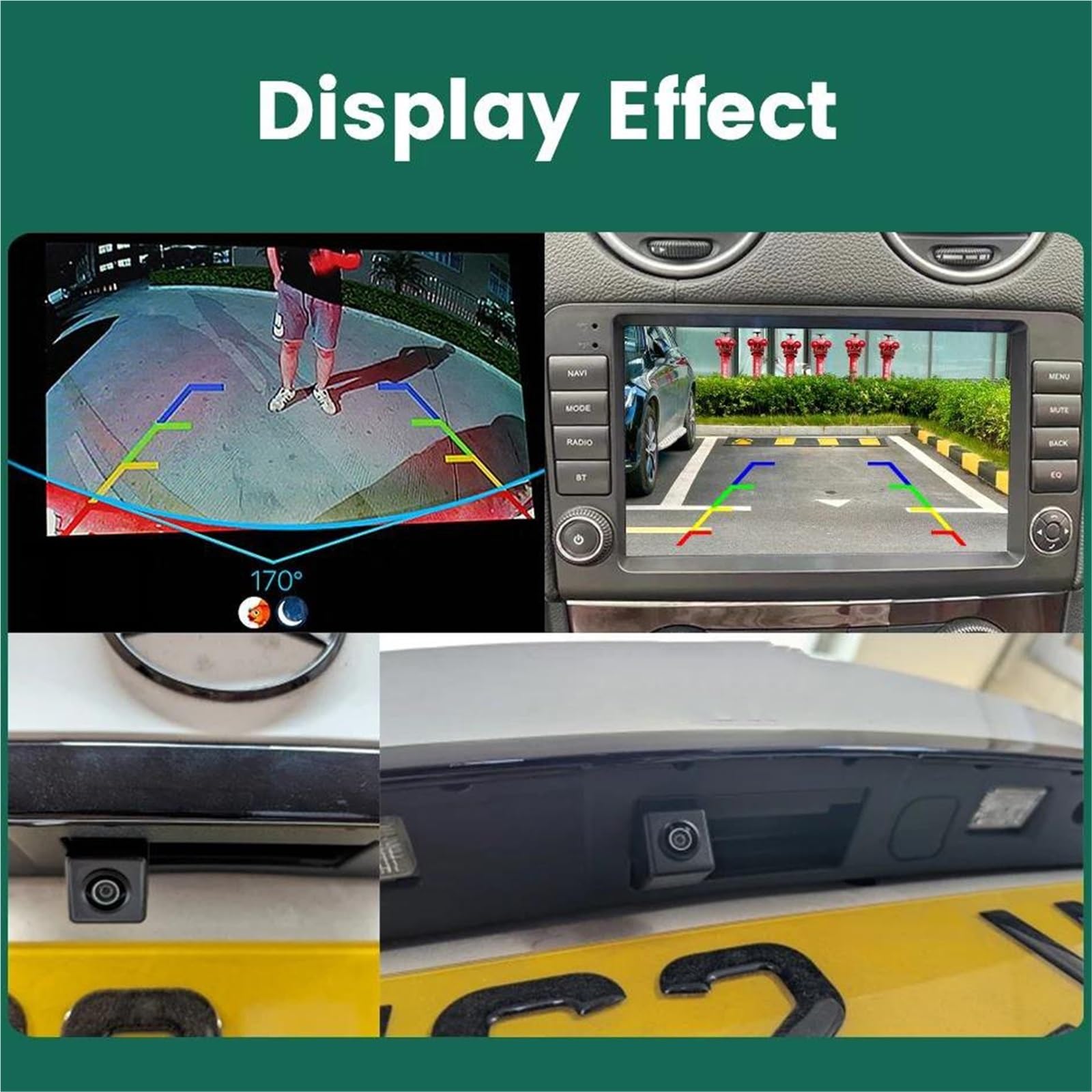 Cámara Visión Trasera para Coche AHD 170 Grados 1920x1080P Resistente Al Agua para Benz Clase C W204 C180 C200 C260 S204(AHD1080P-175deg)