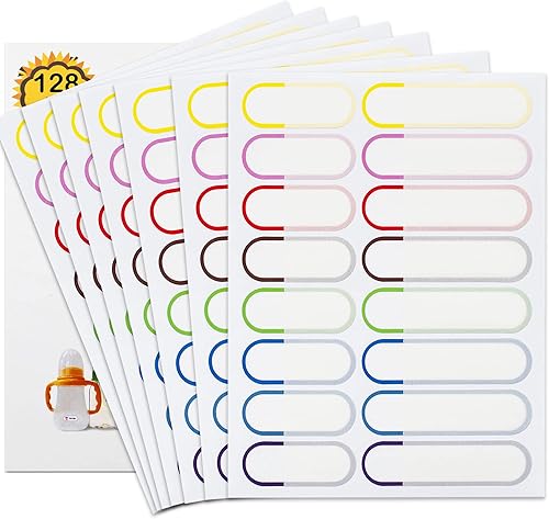 Etiquetas para biberones para guardería, 128 etiquetas impermeables para nombres para niños, suministros escolares, autolaminadas, aptas para