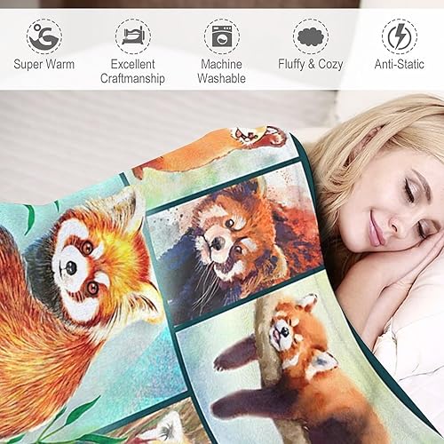 Miniatura 4 de Manta de panda rojo, regalos para niñas, mujeres, niños, amantes de los pandas, manta suave y cálida de franela de felpa para cama, sofá, 40 x 50