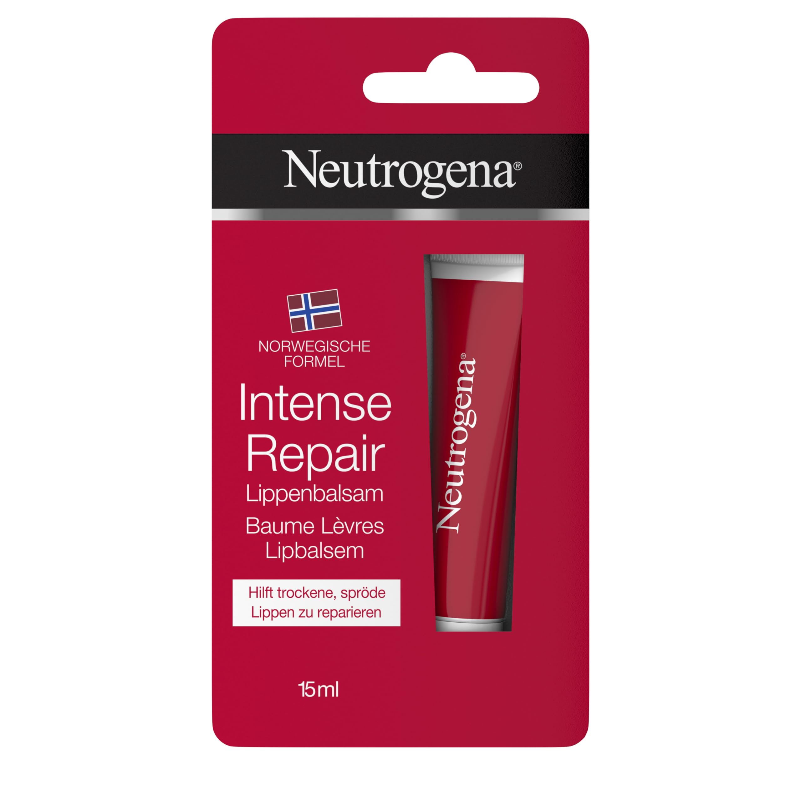Neutrogena Intense Repair Lippenbalsam, reichhaltige Lippenpflege mit Glycerin, schnelle Hilfe für spröde, trockene Lippen, der Lippenpflegestift spendet intensive Feuchtigkeit (15 ml)