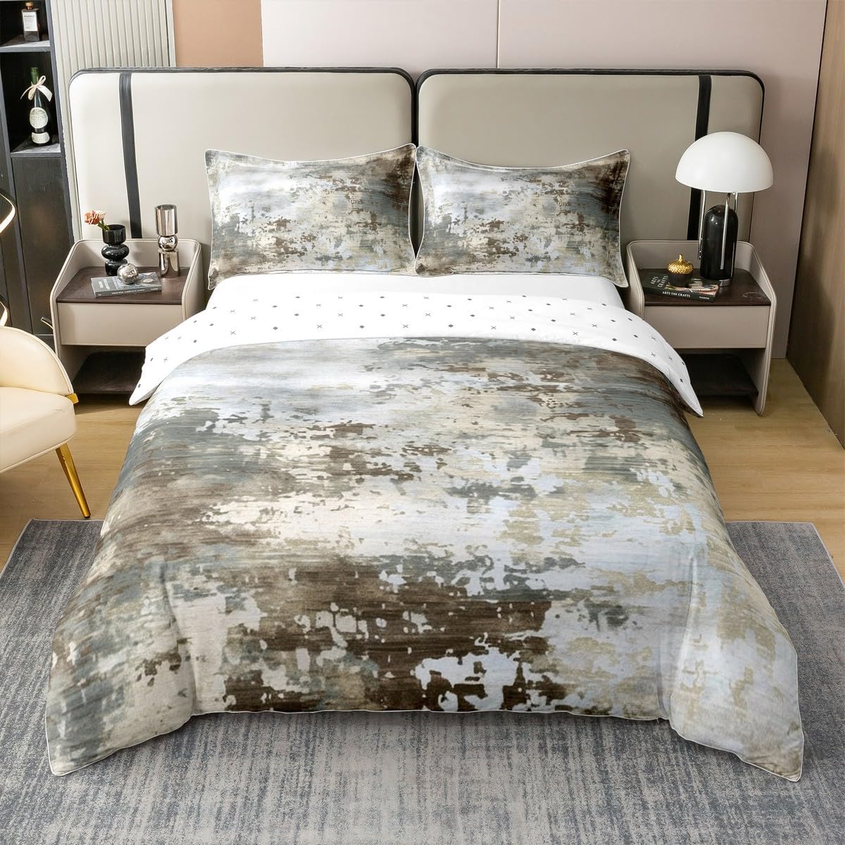 Erosebridal Watercolor Tie Dye 100% Cotton Duvet Cover,Modern Abstract Bedding Set for Girls Boys Kids Teens,Taupe Grey Ombre Comforter Cover,Contemporary Grunge Art Quilt Cover (Taupe Grey,King)