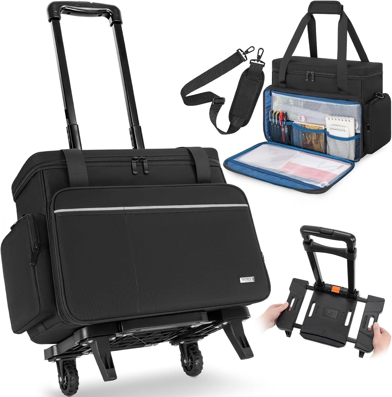 GMAK Teacher Briefcase, Teacher Tote Bags with 15.6 Inch Laptop Compartment, Scrapbook Tote Craft Organizer with Pockets