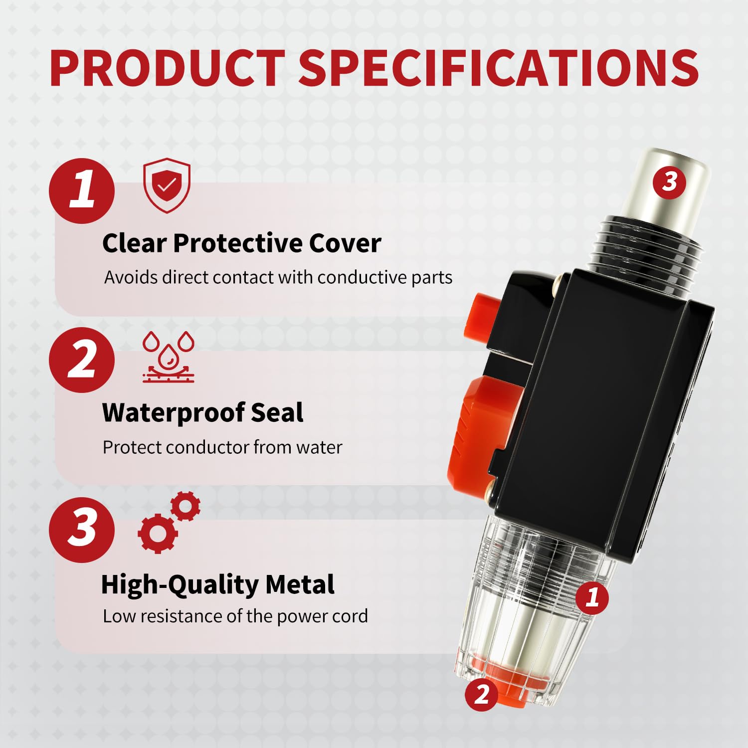 30Amp Car Audio Circuit Breaker Waterproof Fuse Inline Holder Manual Reset 12V-48V DC for Automotive Marine Boat Trunk Audio Sound Amplifier System 12V-48V