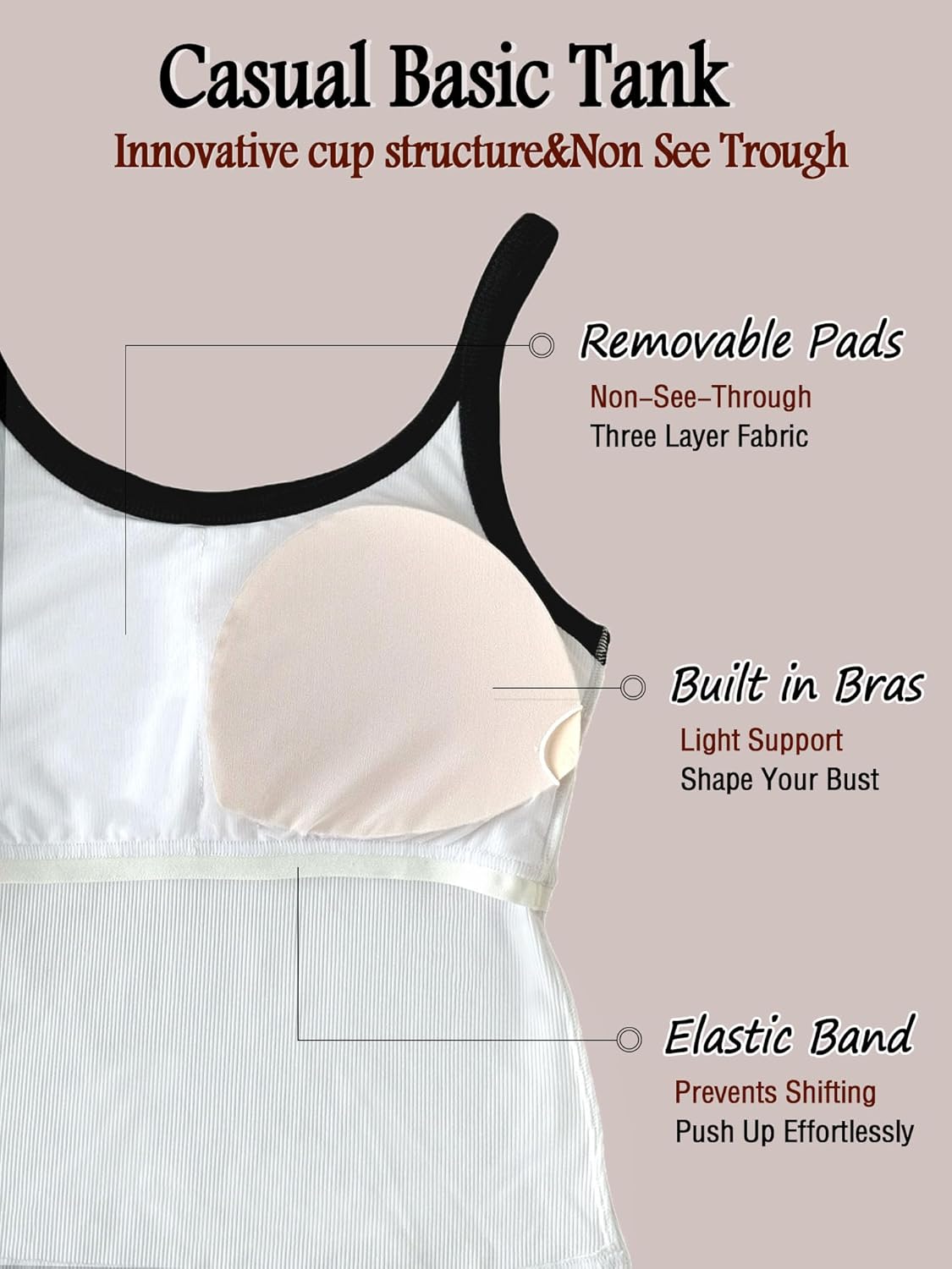 Danysu Women's Tank Tops with Bulit in Bras Scoop Neck Ribbed Fitted Knit Crop Halter Tops Spaghetti Strap Camisole - Image 5