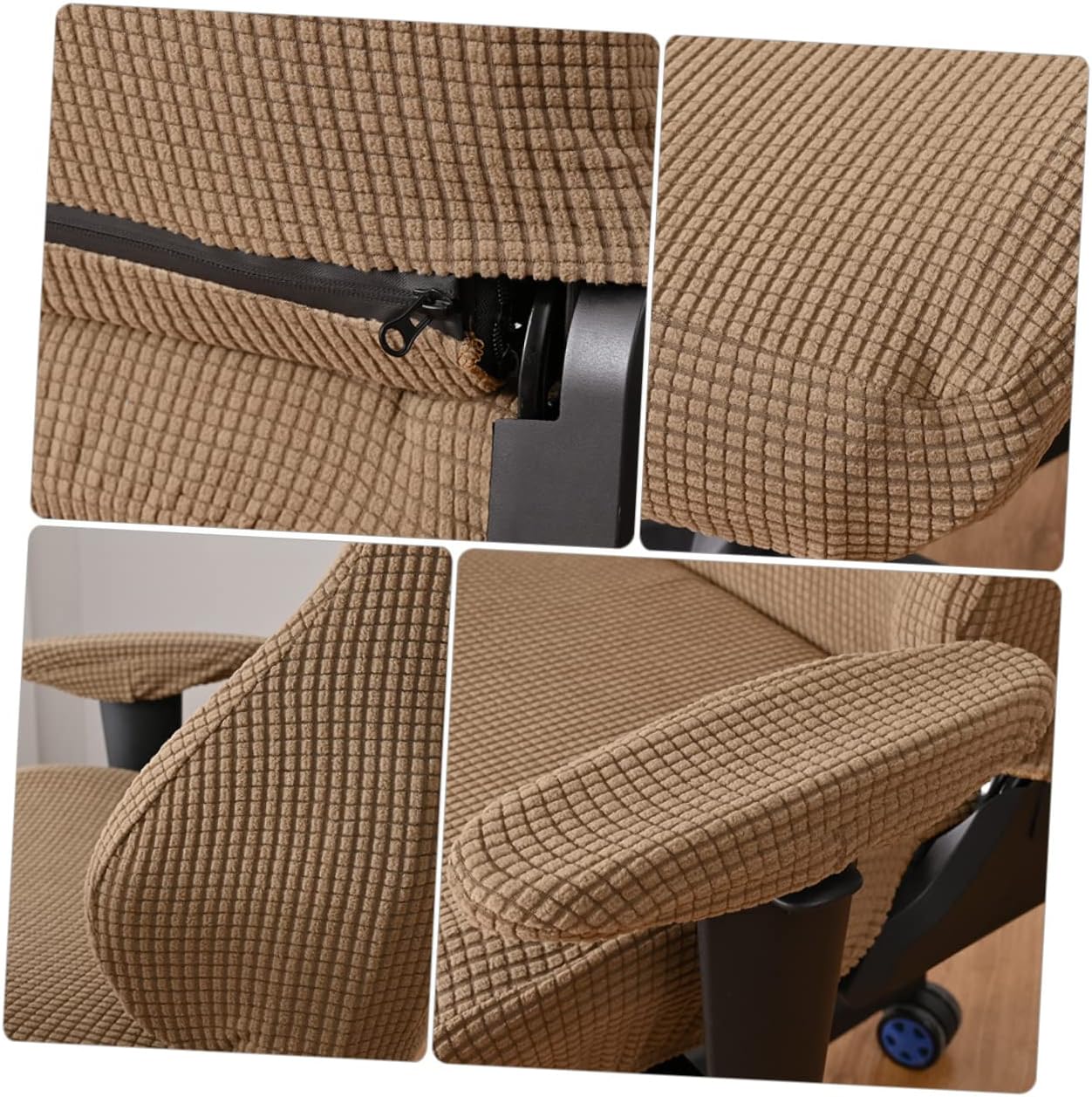 Computer Chair Cover Office Gaming Chair Slipcover Elastic Seat Back Protector Brown
