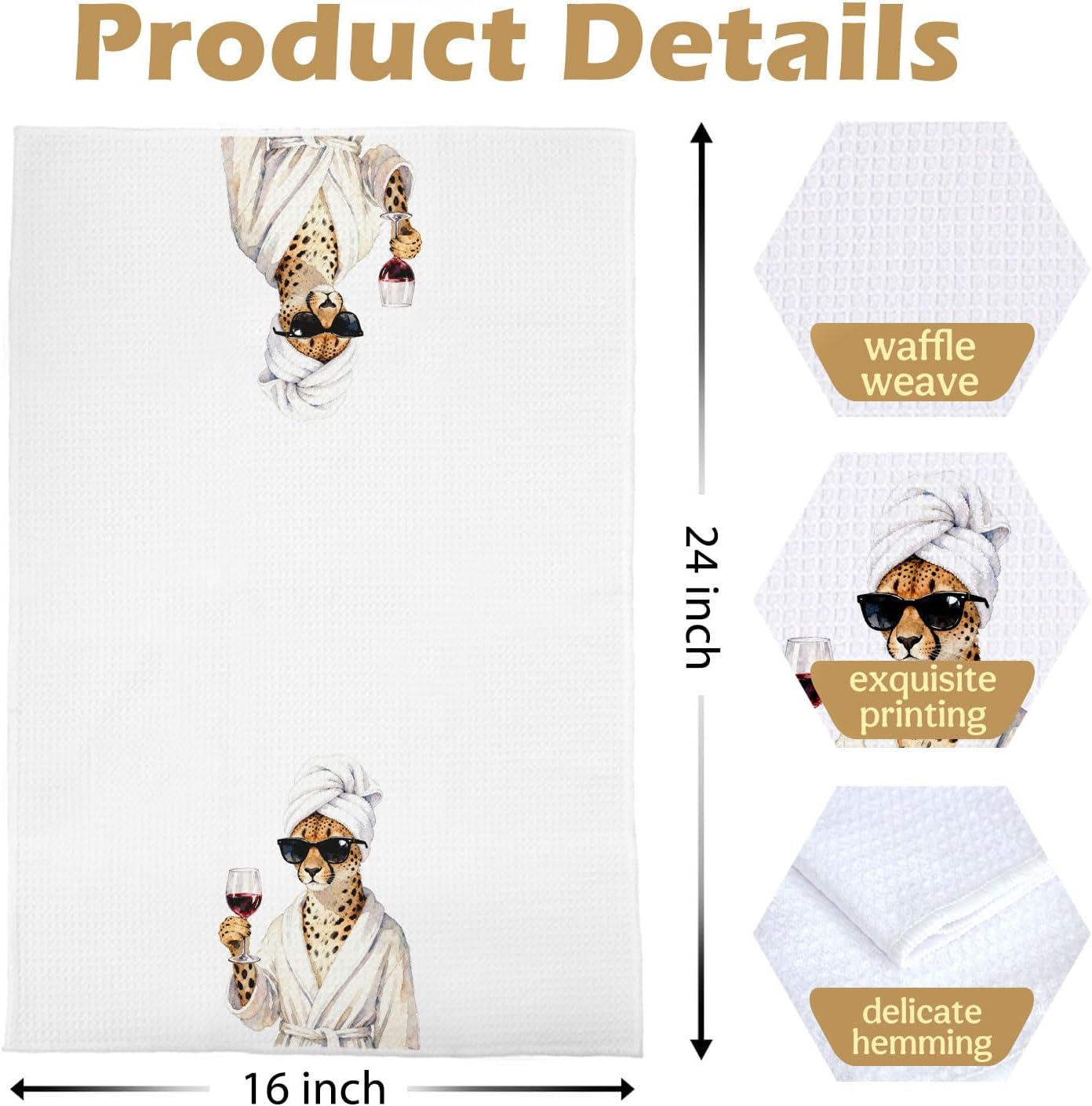 Funny Leopard Kitchen Towels Set - Funny Cheetah Print Gifts Decorative Waffle Dish Towels, Coffee Home Bar Decor Hand Towel, Coffee Station Wine Bar Gifts Tea Towe, 16x24 Inch Set of 2 image 5