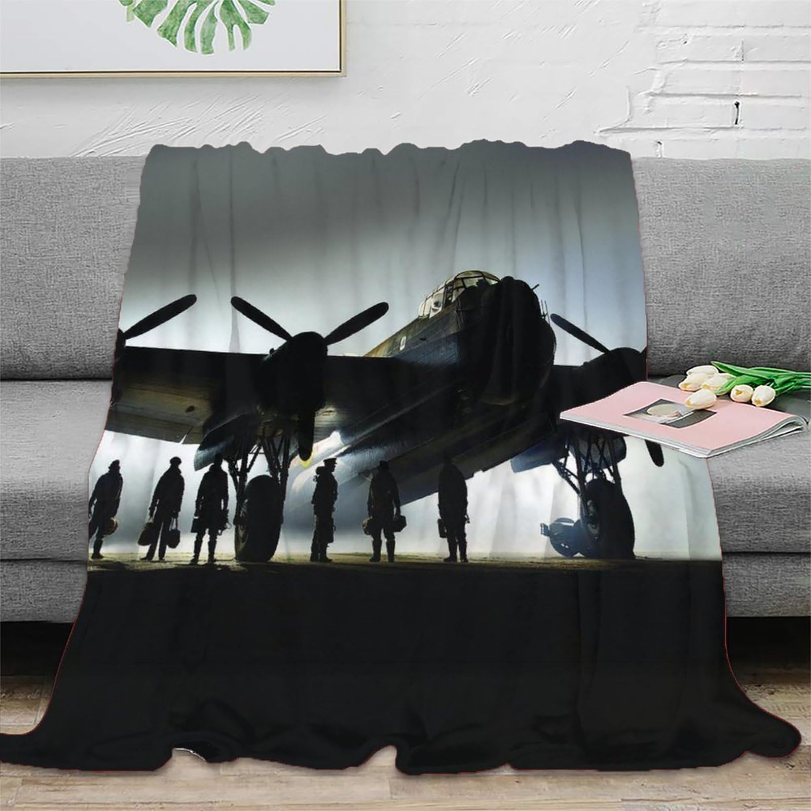 Lililaobiao Ww Ii Aircraft-3 Ww Ii Aircraft Fleece Blanket 60X80inch(150X200cm), Seamless Soft Cozy 3D Jacquard Flannel Blanket Lancaster Bomber Extra Large For Bed, Sofa, Couch, Travel & Camping