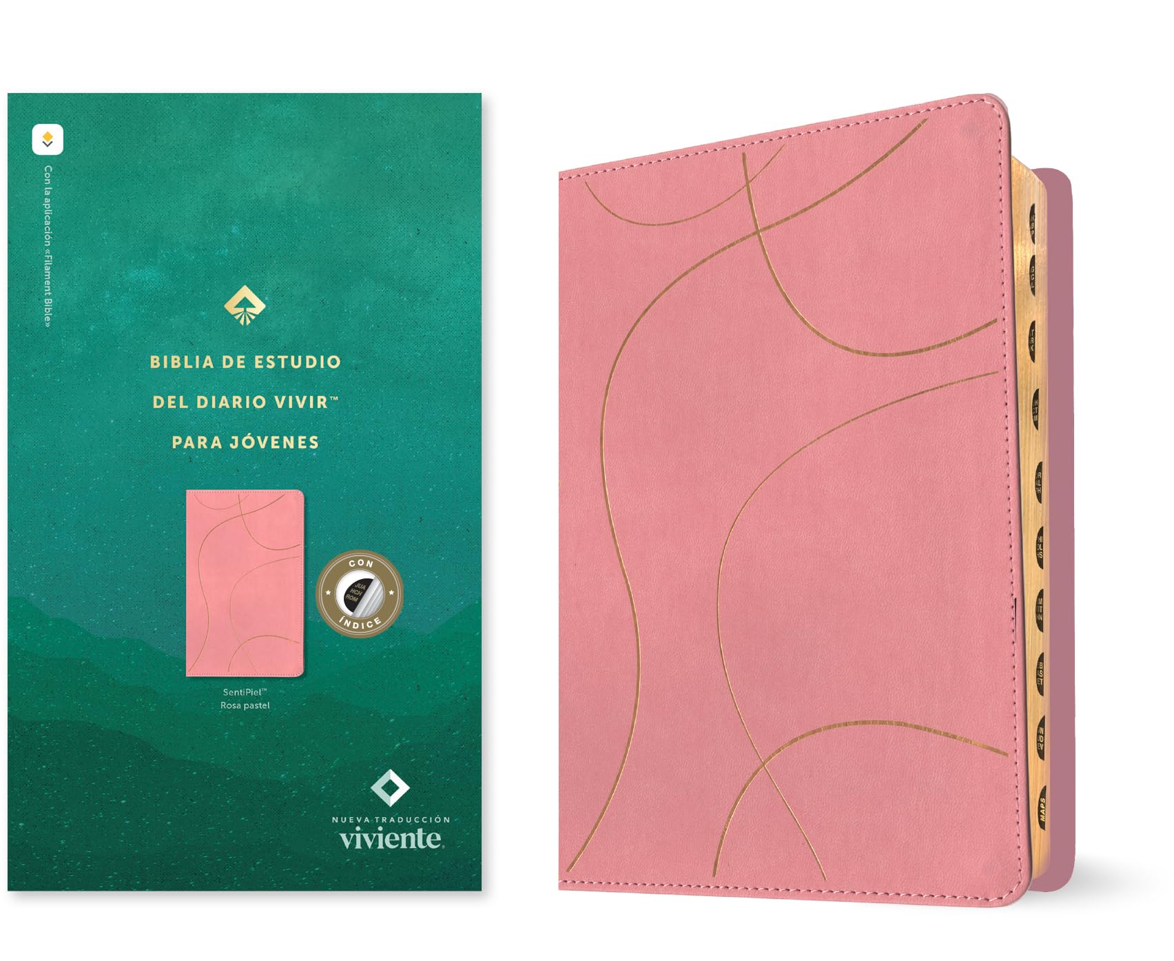 Biblia de Estudio del Diario Vivir Para Jovenes Ntv (Sentipiel, Rosa Pastel, Indice, Letra Roja, Habilitada Para Filament): Biblia de estudio del ... Pink, Indexed, Red Letter, With ribbon marker
