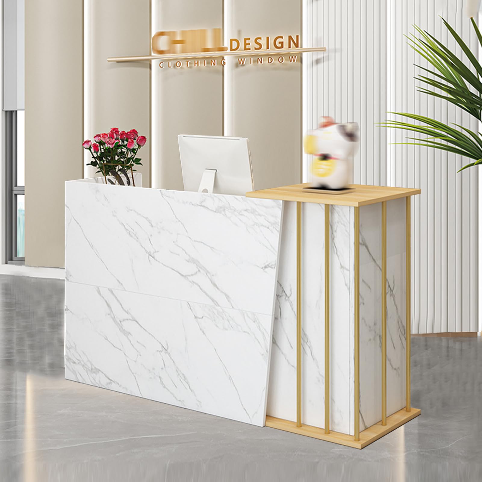 Mostradores para Tiendas AlimentacióN, Recepciones Peluqueria Madera, Mostrador De Oficina FáCil De Instalar para Oficina Tienda Salones De Belleza Hoteles Marble Color 120cm