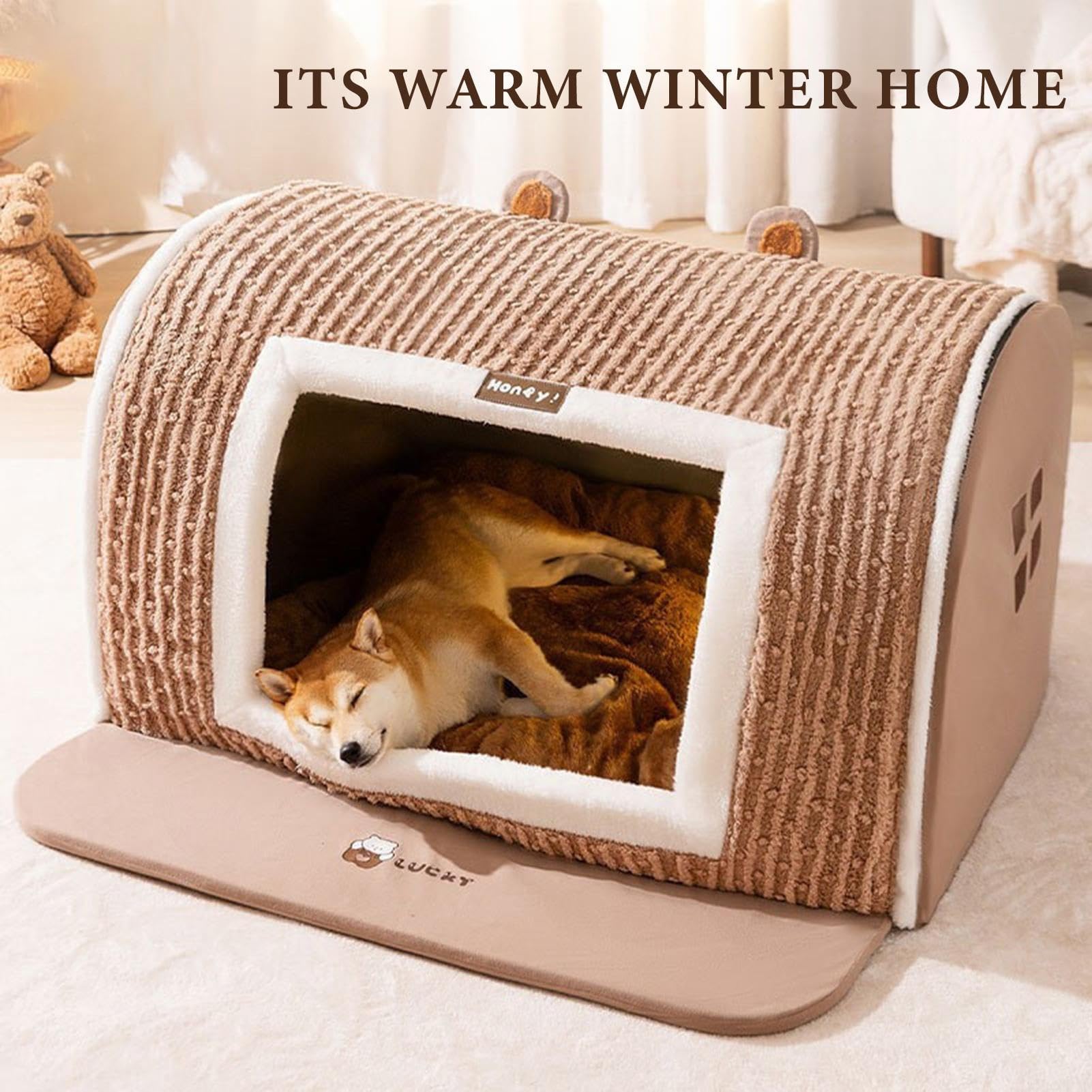 Casa para Perros | Cueva de Descanso Cálida,Madriguera Acogedora para | para Pequeños y Medianos Cachorros Perros Descanso Interior Invierno Nuevos Dueños de Mascotas