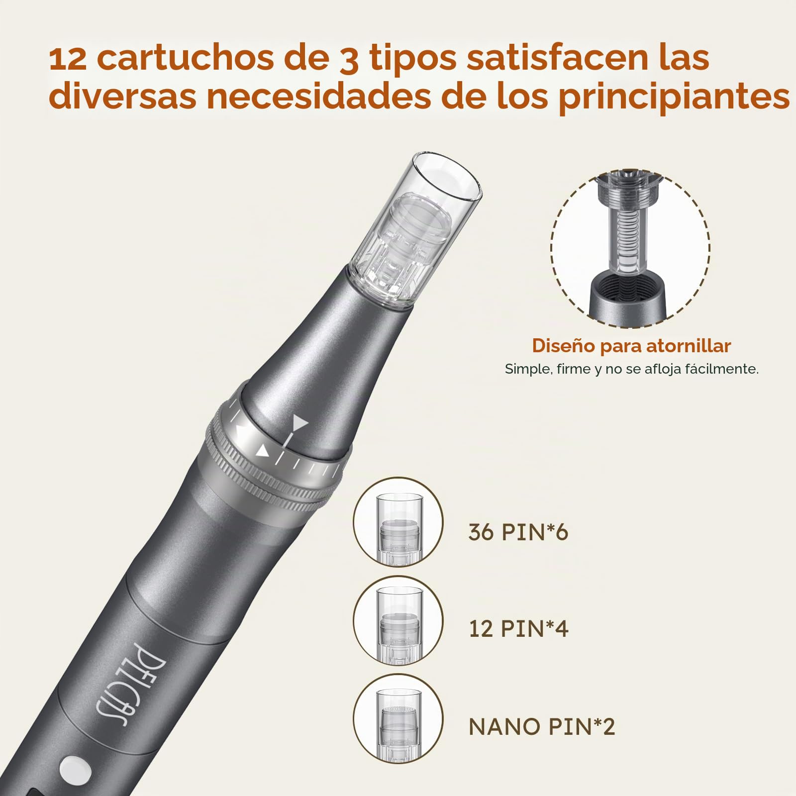 PELCAS 9 Velocidades Dermapen con Pantalla LCD Dermapen Profesional con 12 Cartuchos Derma Pen Recargable Tipo C para el Cuidado de la Piel-Negro