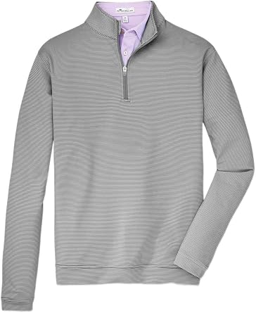 Mini Stripe Perth Quarter Zip in Iron by Peter Millar