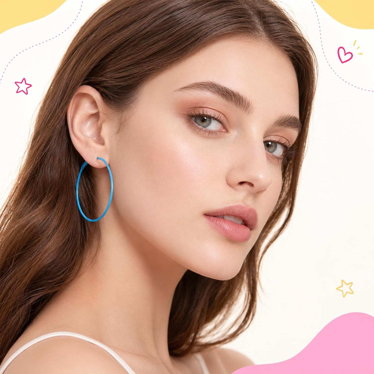 JIEYAO 12 Pairs Neon Hoop Earrings for Women, 80s Retro Colorful Earrings image 3
