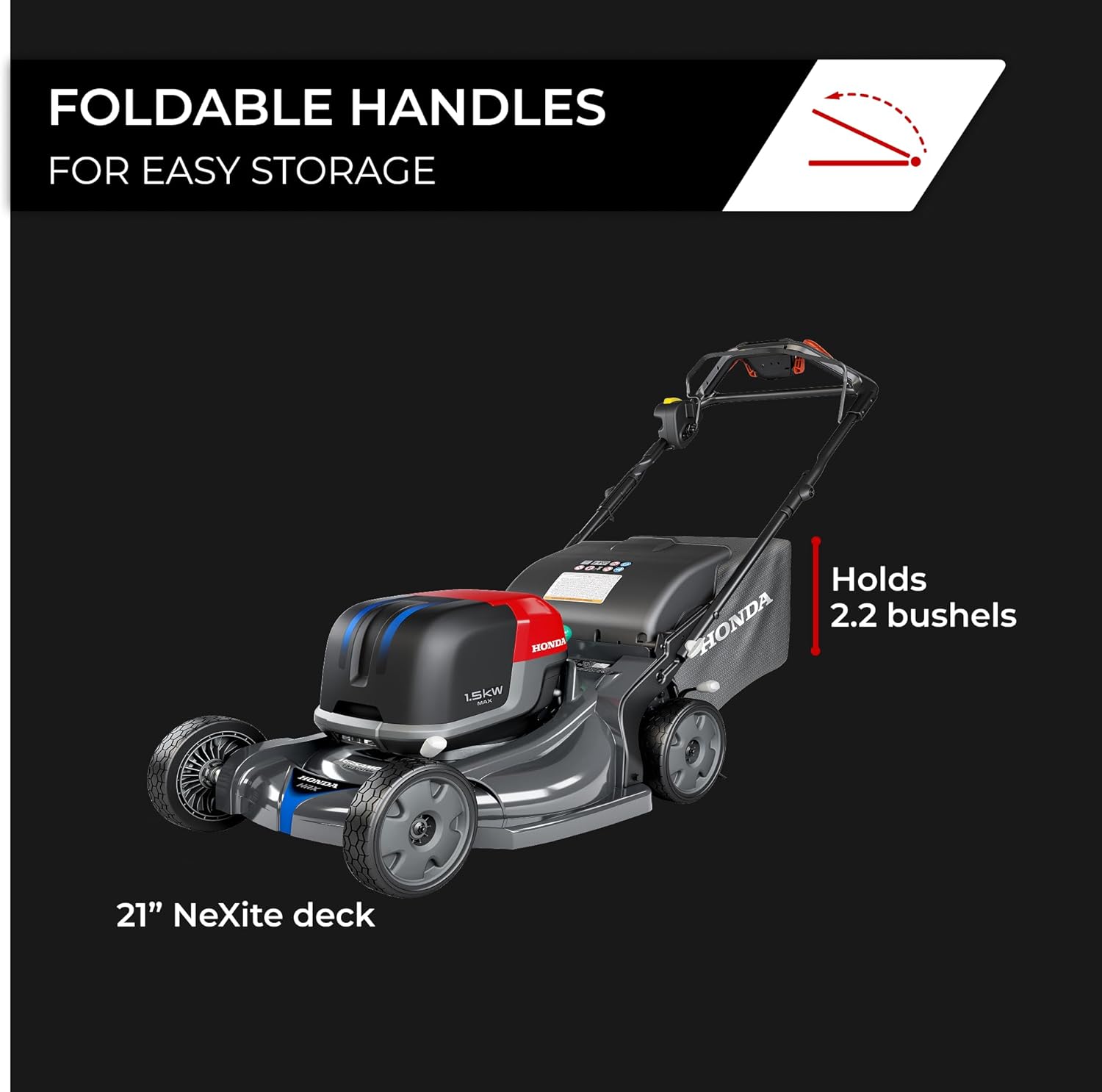 Honda HRX-BE 21-Inch Walk Behind 12 AH Battery Powered Lawn Mower with 2 Battery Bays, Variable Speed Self Propelled Lawn Mower with 2.2 Bushel Capacity, Easy-Off Grass Bag (HRX217YXBEXA6)