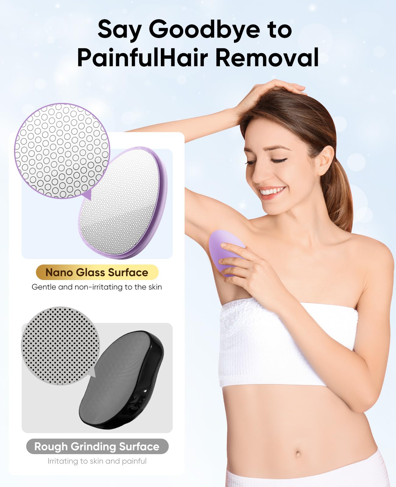 Crystal Hair Eraser for Women and Men, Reusable Crystal Hair Remover Magic Painless Exfoliation Hair Removal Device, Epilator Device for Legs Back Arms