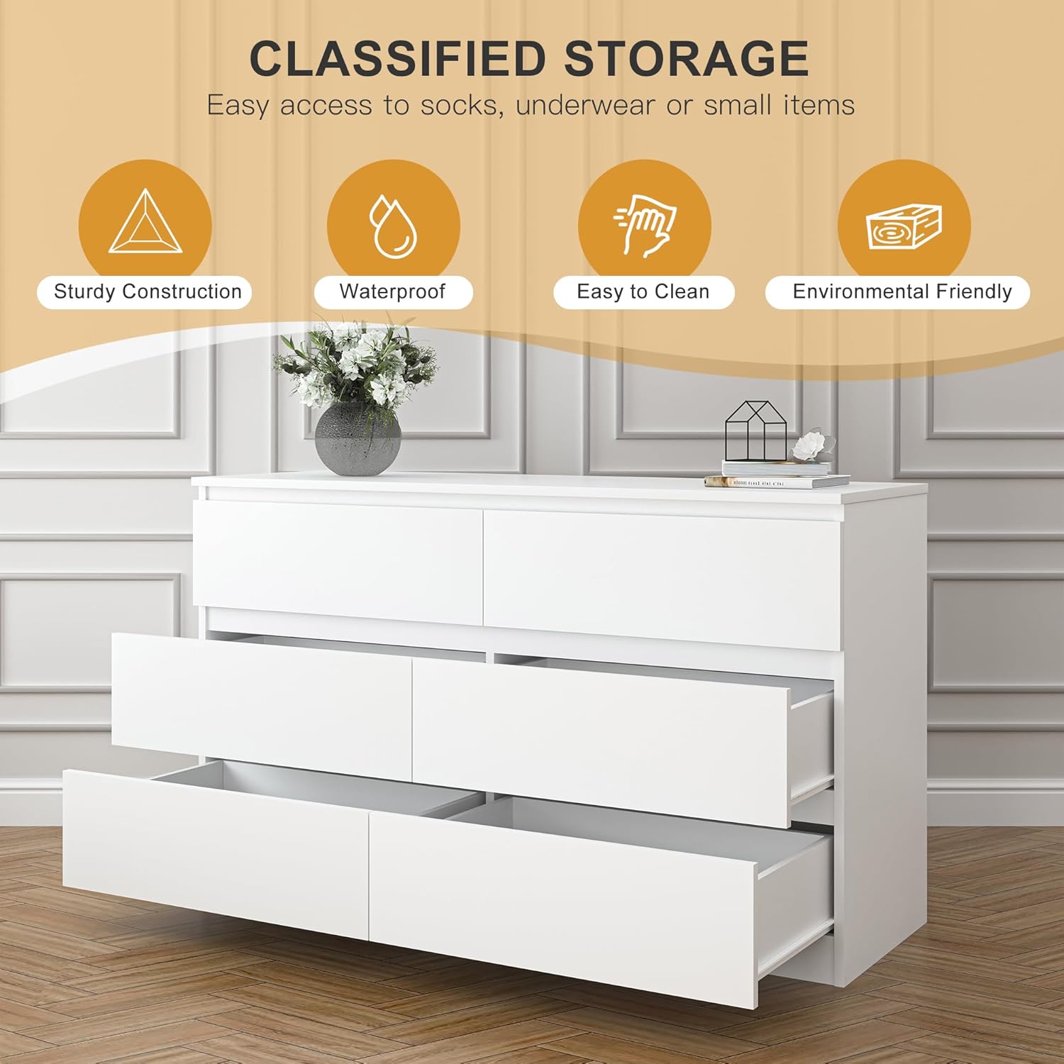 White Nursery Dresser with Soft Close Drawers
