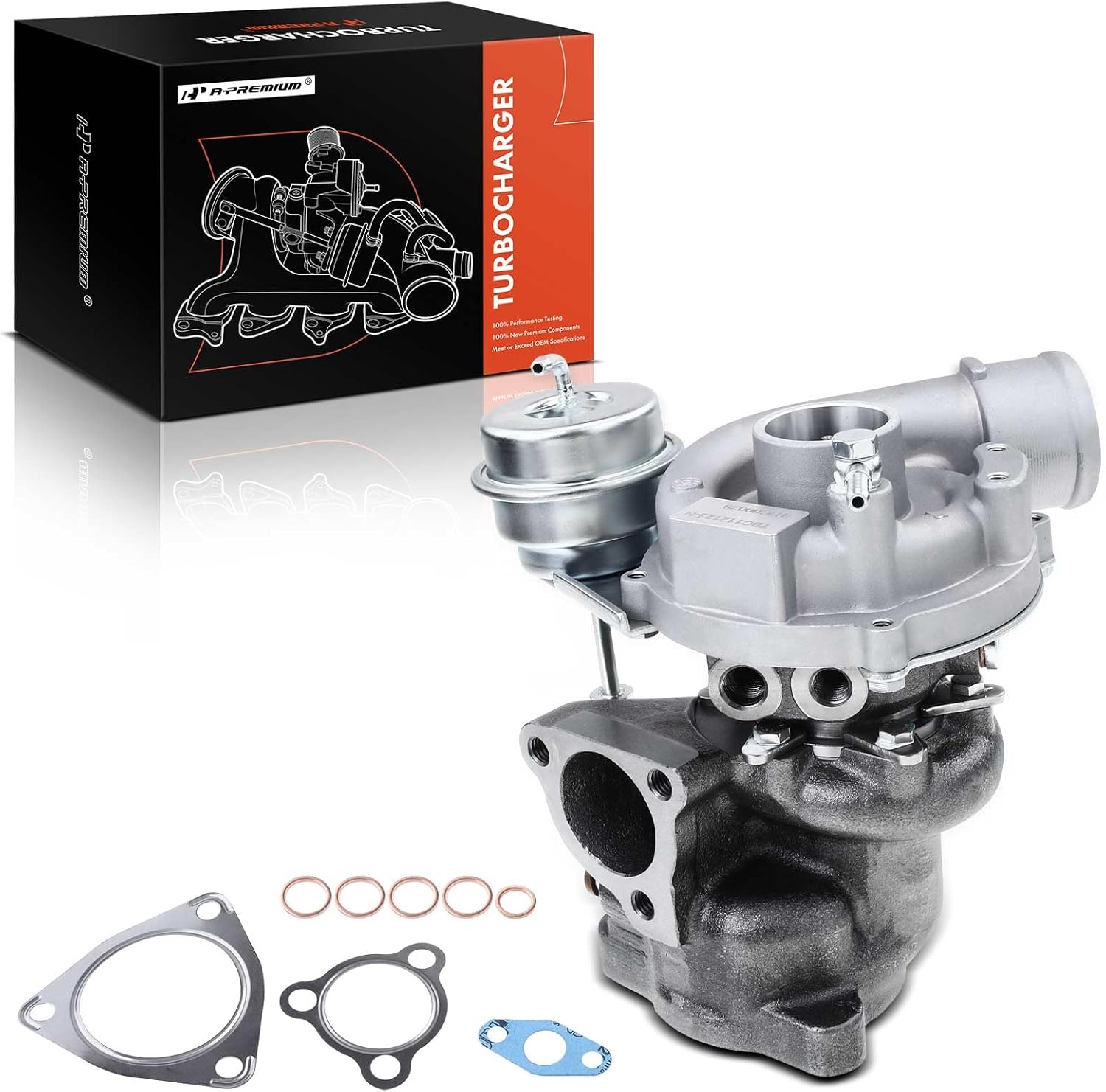 A-Premium Complete Turbo Turbocharger Kit, with Wastegate Actuator & Gasket, Compatible with Audi A4 1997-2006, A4 Quattro 1997-2005 & Volkswagen Passat 1998-2005, 1.8L K03, Replace# 5303-970-0029
